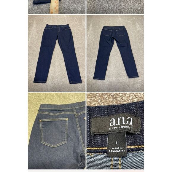 a.n.a a new approach womens pull on jeans sz Large dark wash stretch denim - Picture 1 of 12